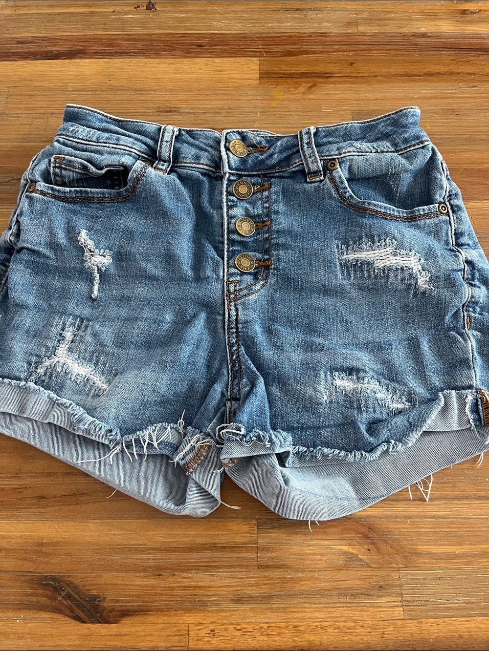 Southern Tide High-Rise Distressed Denim Shorts - Blue Size 24